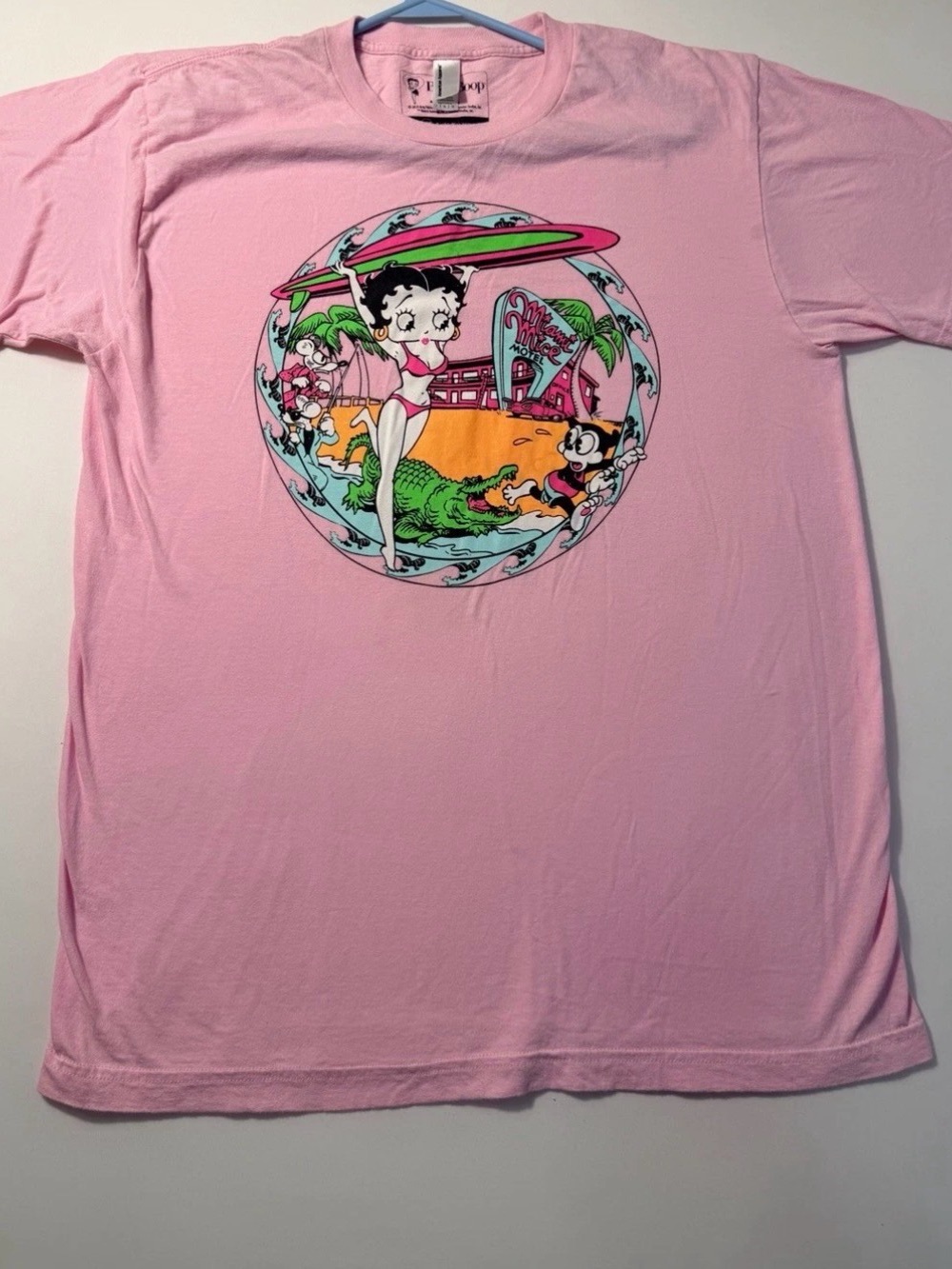 American Apparel Pink Betty Boop Surf Graphic Tee
